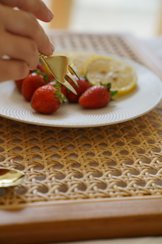 Ella Cane and Teakwood Decorative Tray