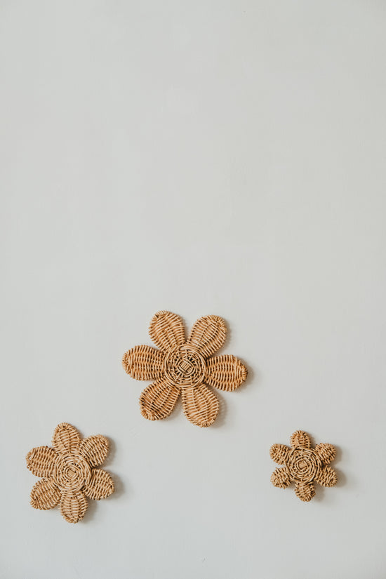 Rattan Flowers Wall Decor Set