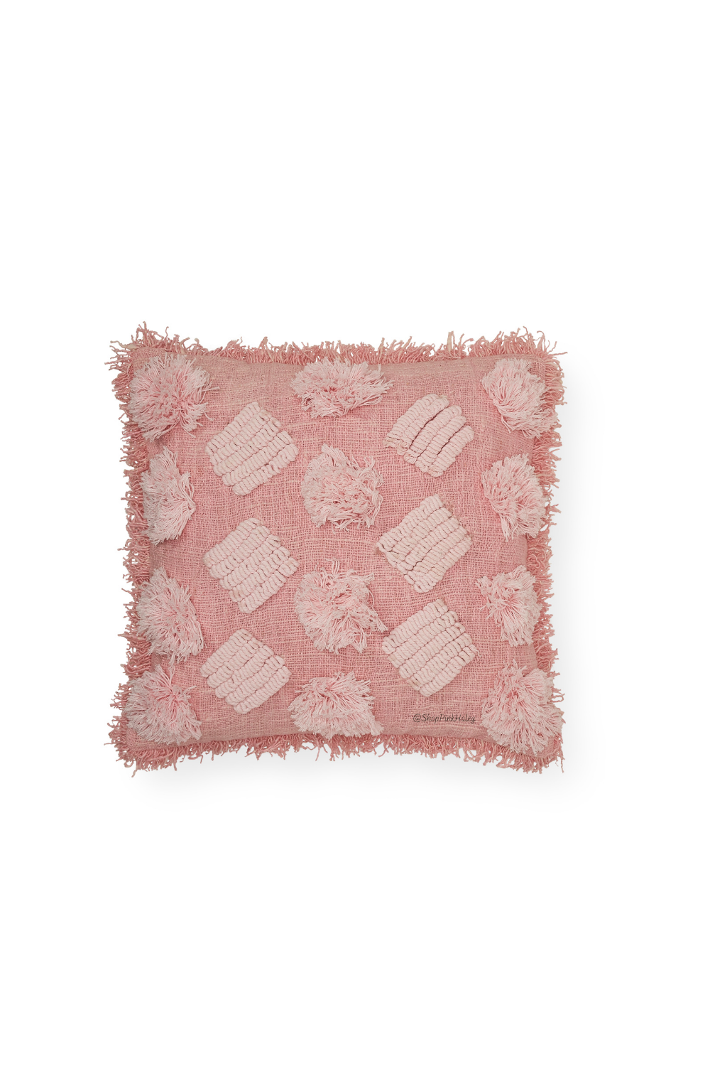 Grace Hand-loomed Organic Cotton Throw Pillow Cover in Pink