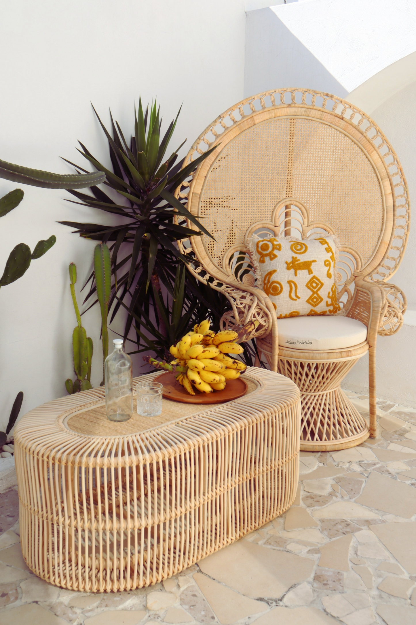 The Malibu Rattan Oval Coffee Table