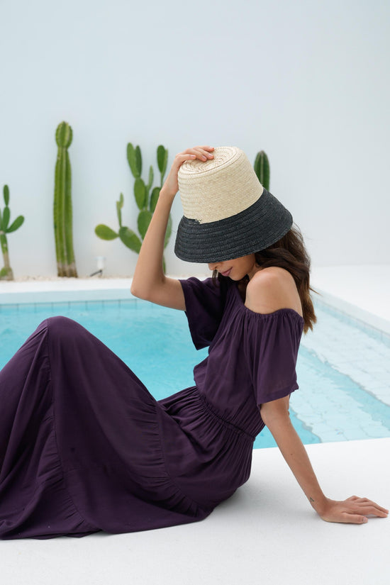 June Bucket Straw Hat in Black trim