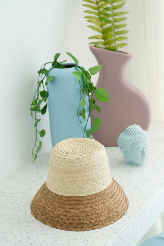 June Bucket Straw Hat in Tan trim