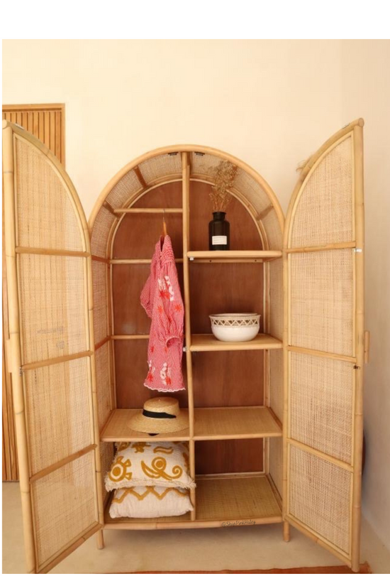 Linden Rattan Webbing wardrobe - Half Hanging Bar Option