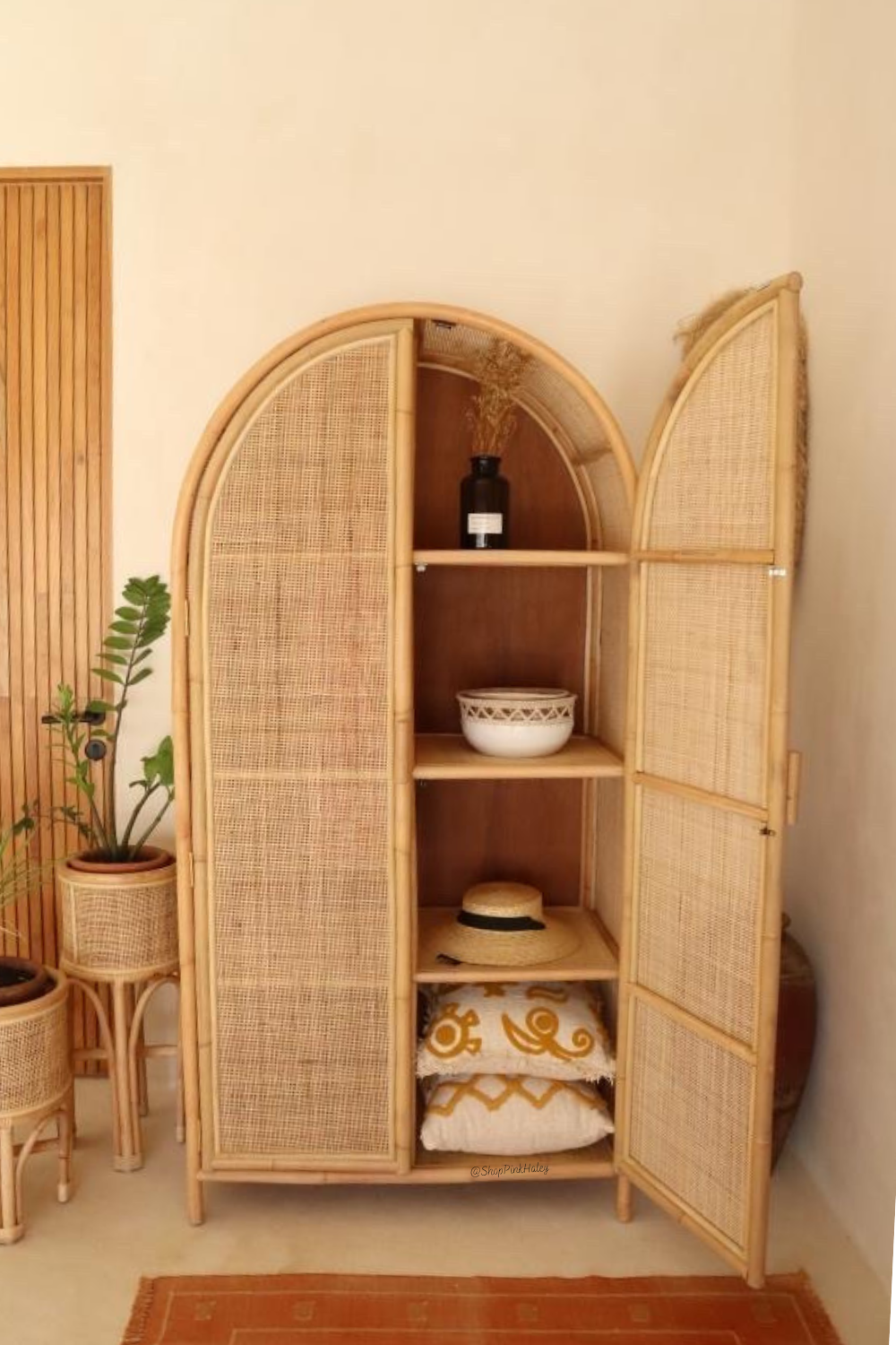 Linden Rattan Webbing wardrobe - Half Hanging Bar Option