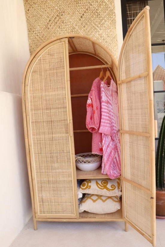 Linden Rattan Webbing wardrobe - Full Hanging Bar Option