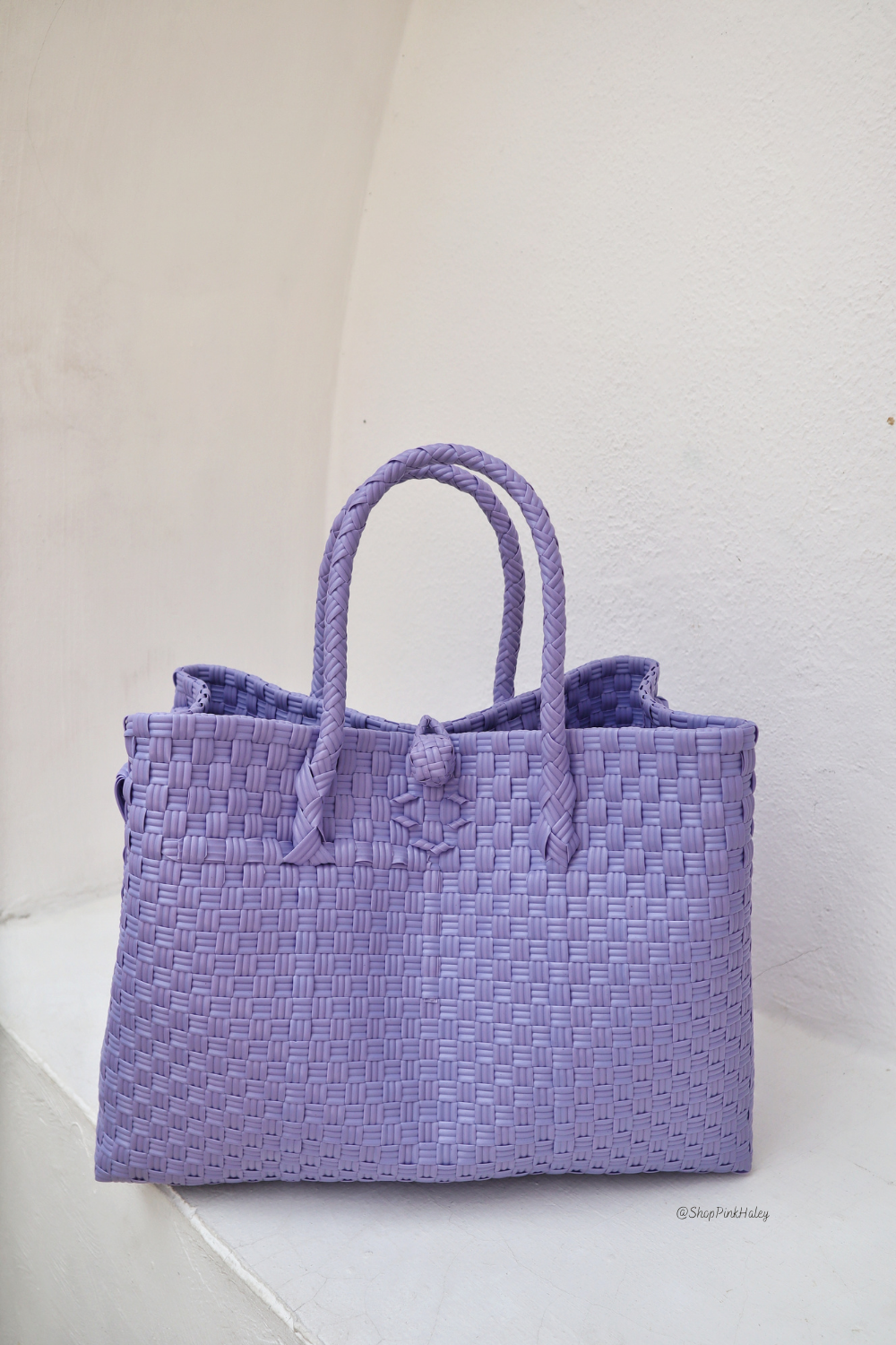 Lola Recycled Plastic Woven Tote Large - Lavender