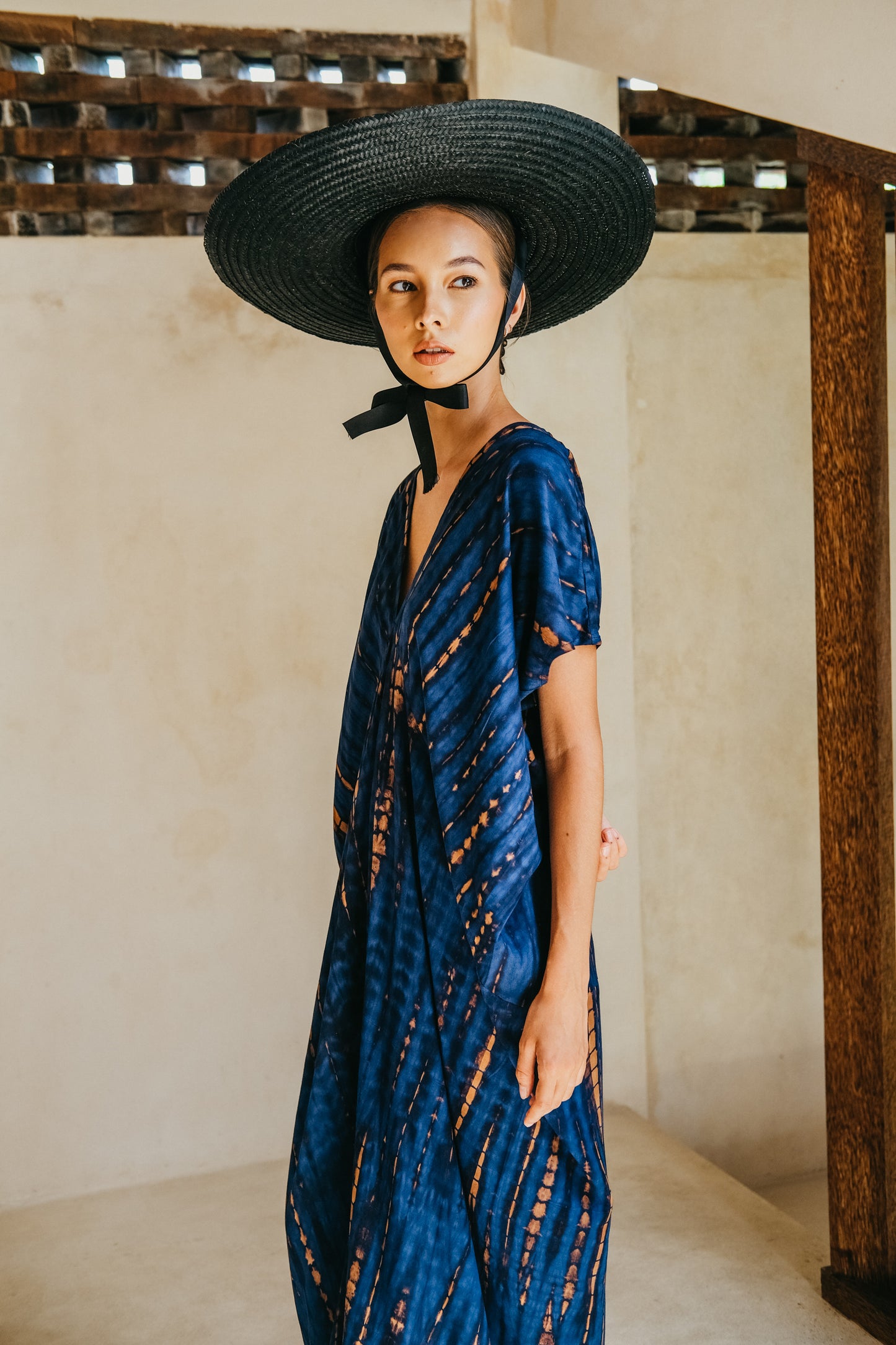 Load image into Gallery viewer, Madella Hand Dyed Kaftan Dress in Ocean blue
