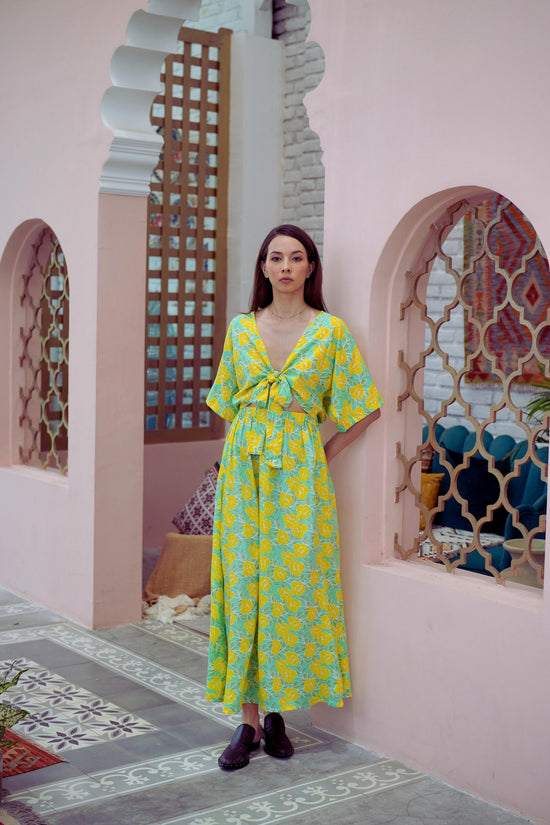 Madelyn Midi Skirt in Yellow Garden