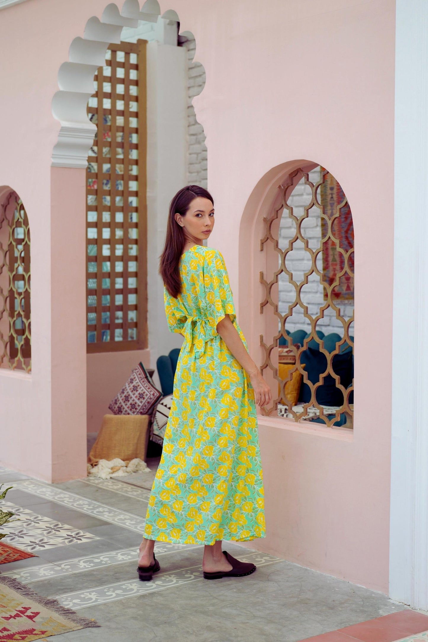 Madelyn Midi Skirt in Yellow Garden