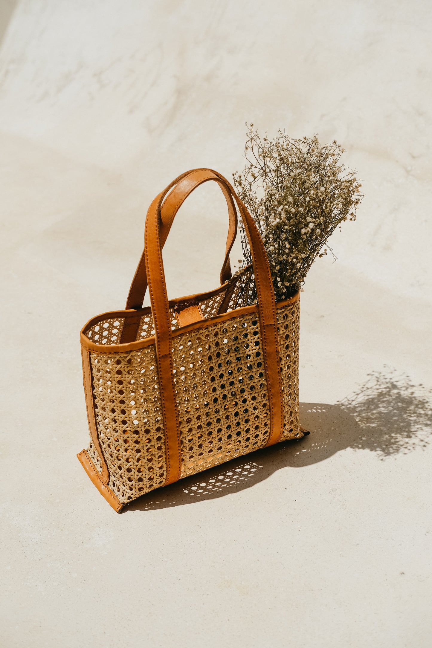 Load image into Gallery viewer, Magnolia Handmade Cane Woven and Leather Tote
