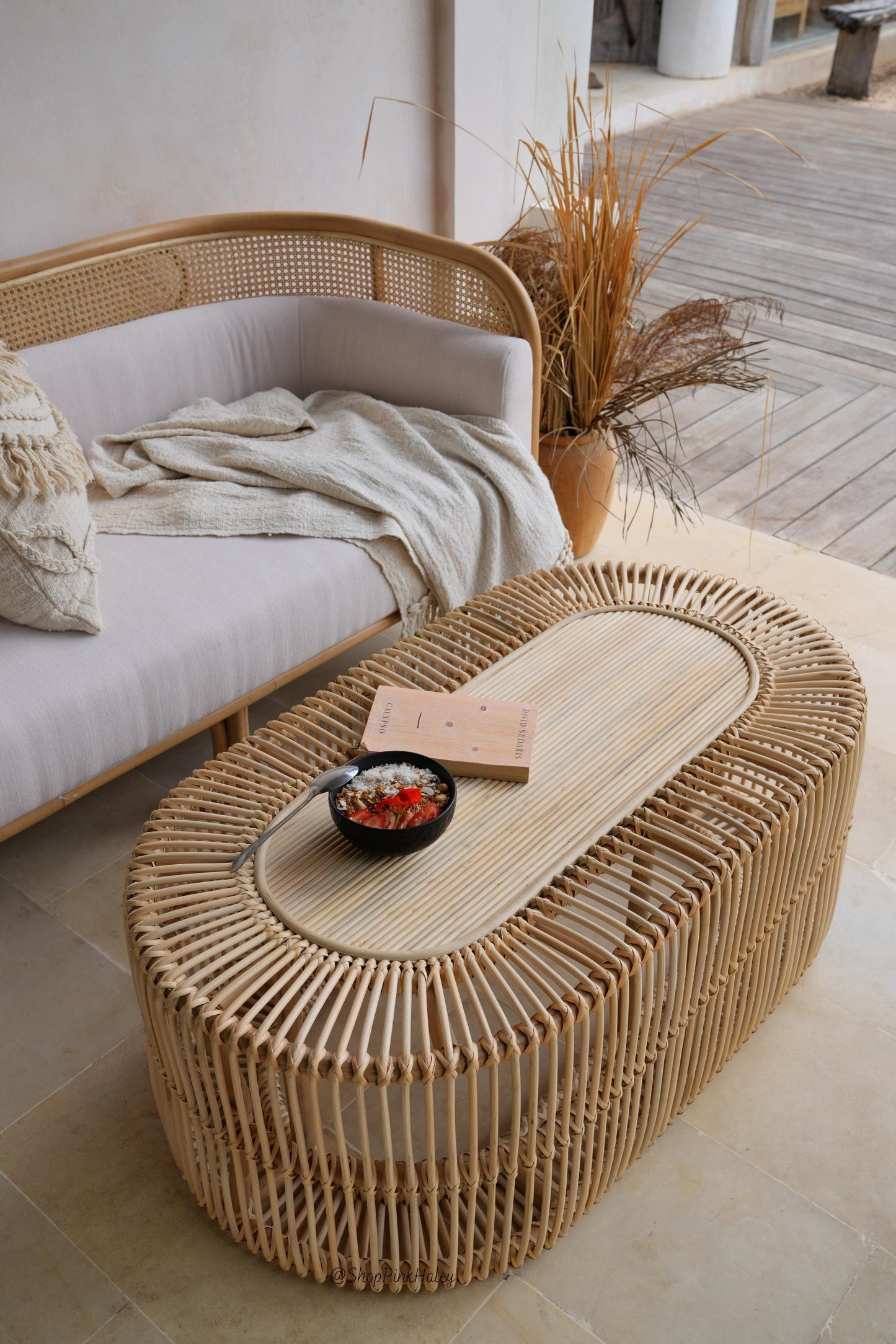 The Malibu Rattan Oval Coffee Table
