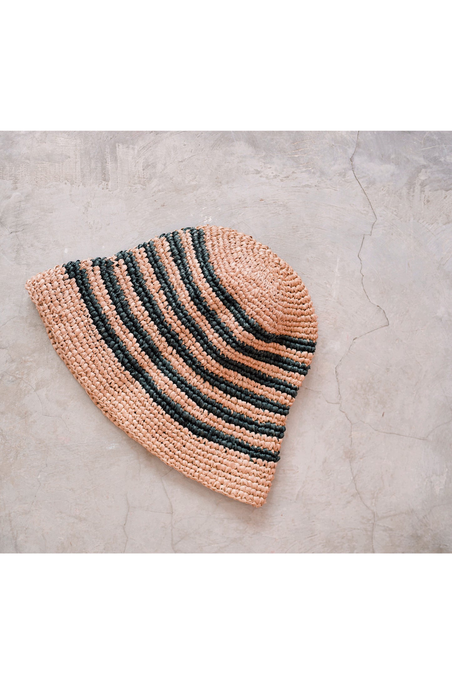 Millie Handwoven Raffia Straw Hat - Black stripes