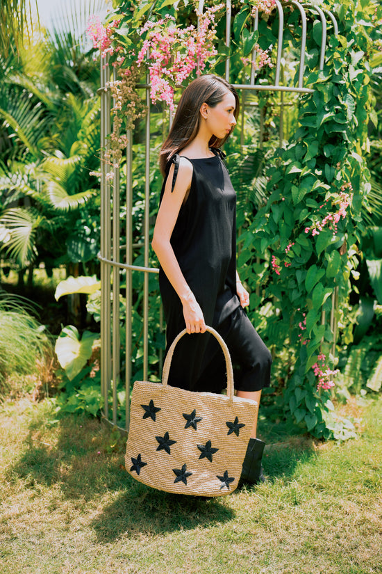 Load image into Gallery viewer, Morgan Stars Pattern Raffia Tote
