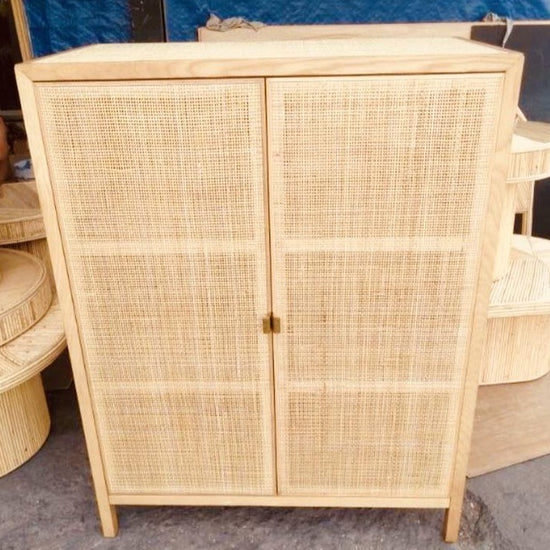Oakley Teakwood Webbing Rattan Cabinet