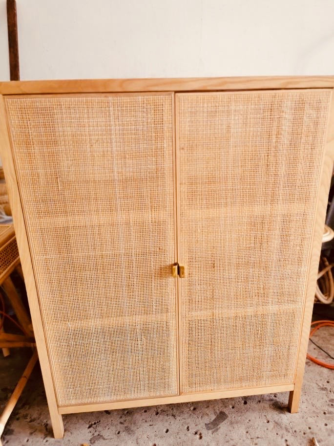 Oakley Teakwood Webbing Rattan Cabinet