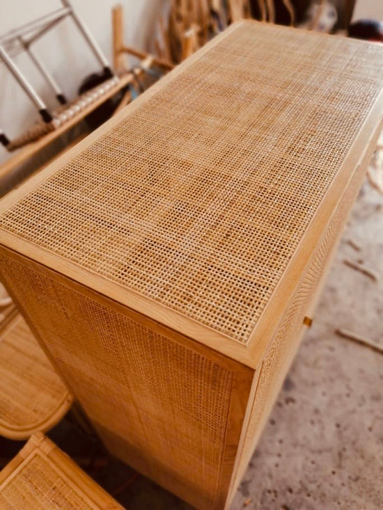 Oakley Teakwood Webbing Rattan Cabinet