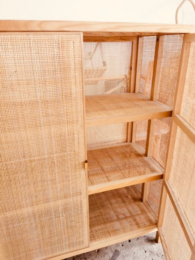 Oakley Teakwood Webbing Rattan Cabinet