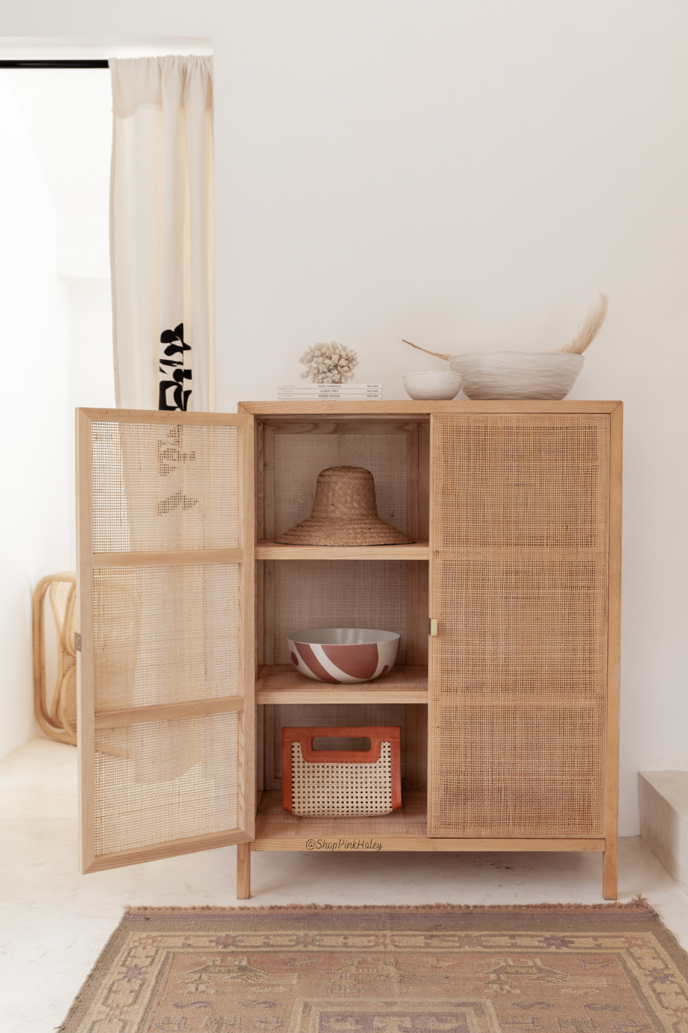 Oakley Teakwood Webbing Rattan Cabinet