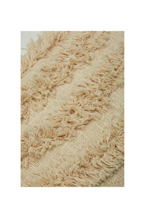 Rainbow Hand-loomed Organic Cotton Lumbar Cover in Cream