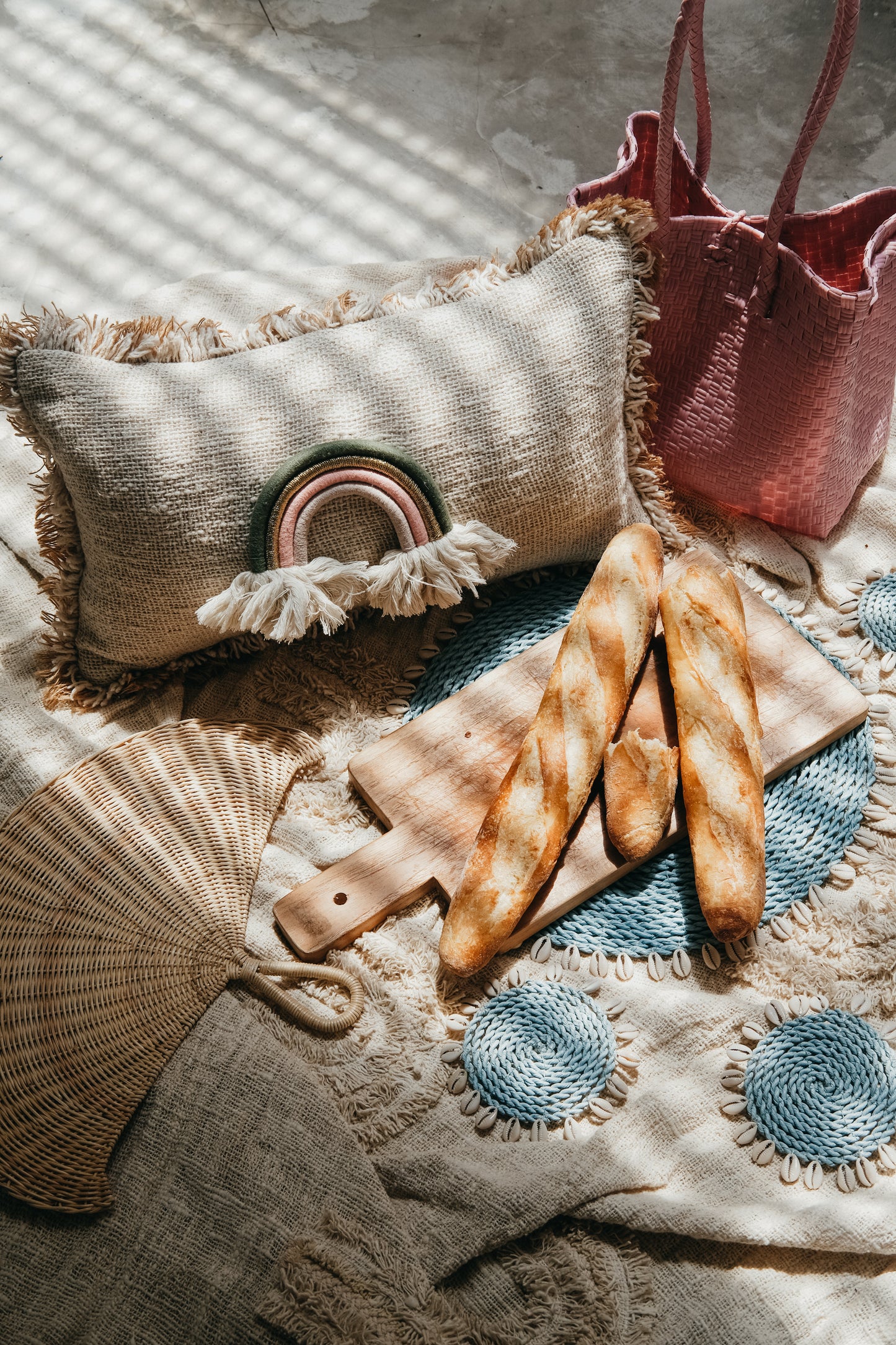 Handwoven Seagrass with Shells Coasters and Placemats