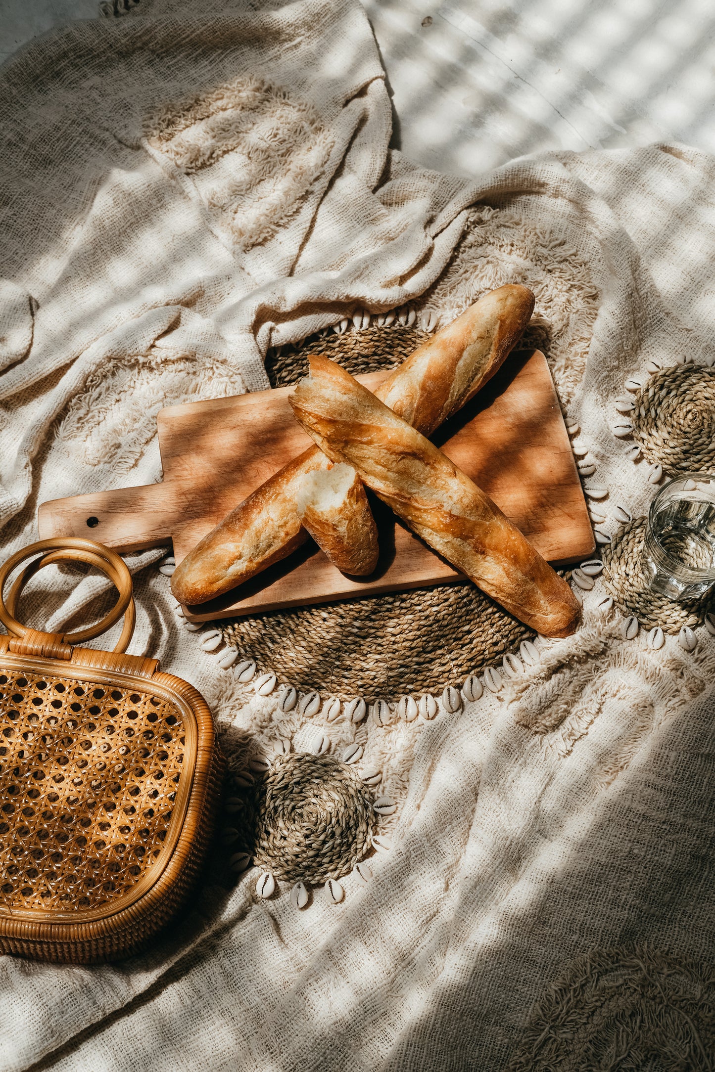 Handwoven Seagrass with Shells Coasters and Placemats