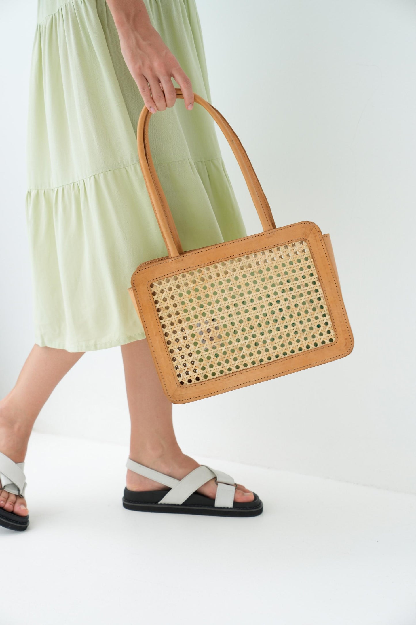 Sydney Handmade Cane Woven and Leather Tote