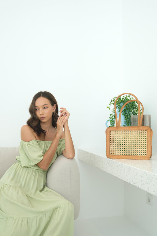 Sydney Handmade Cane Woven and Leather Tote