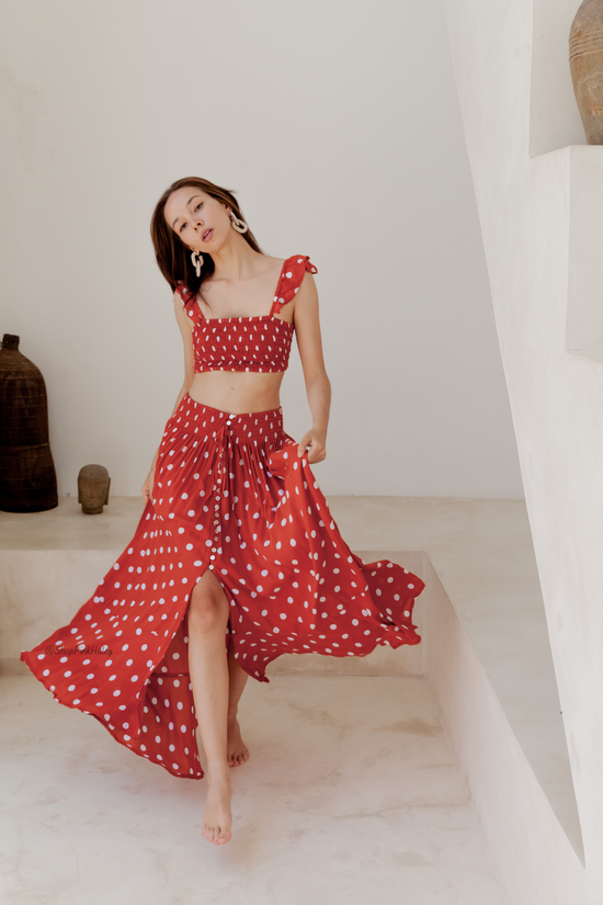 Vienna Polka Dots Top and Skirt Set