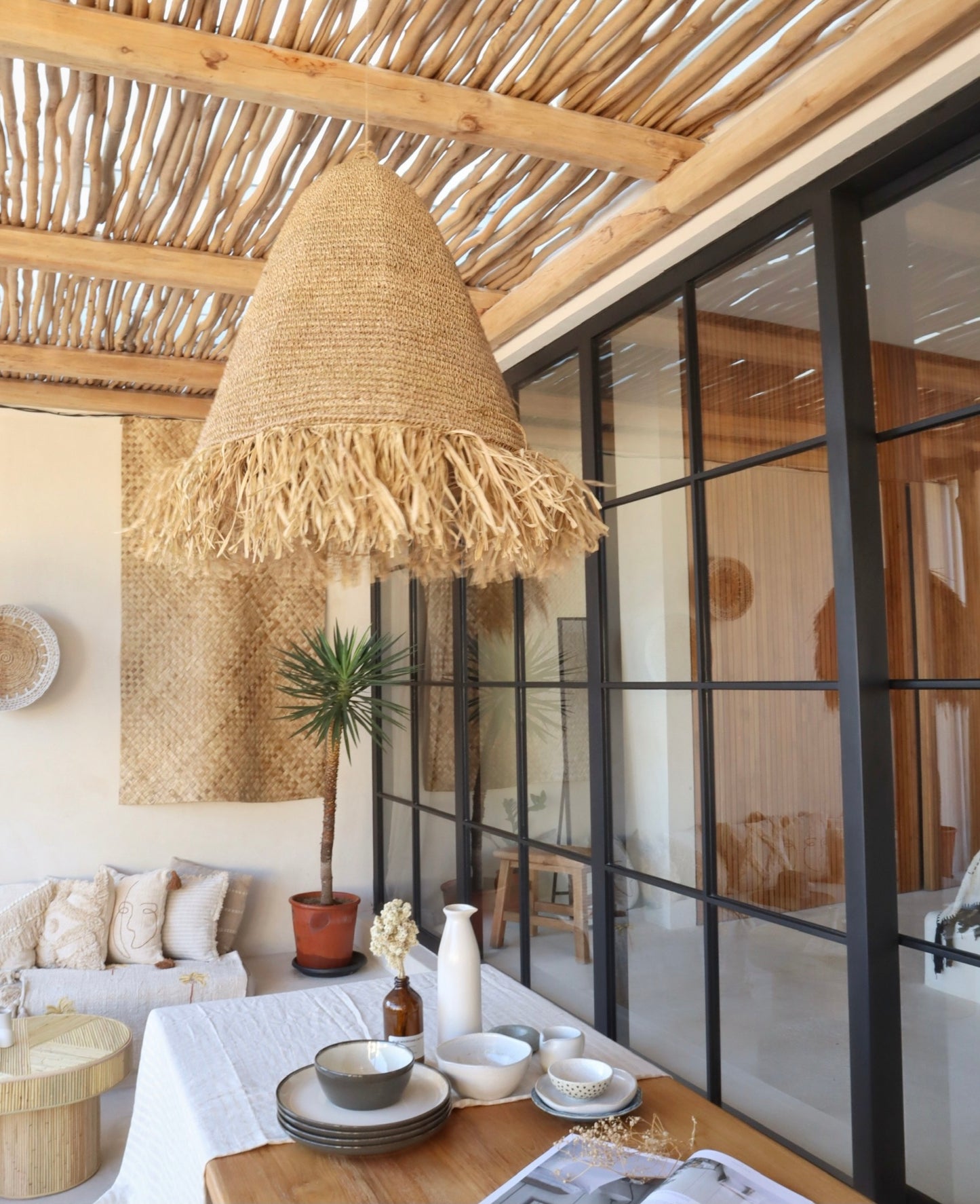 Villa Raffia Fringe Pendant