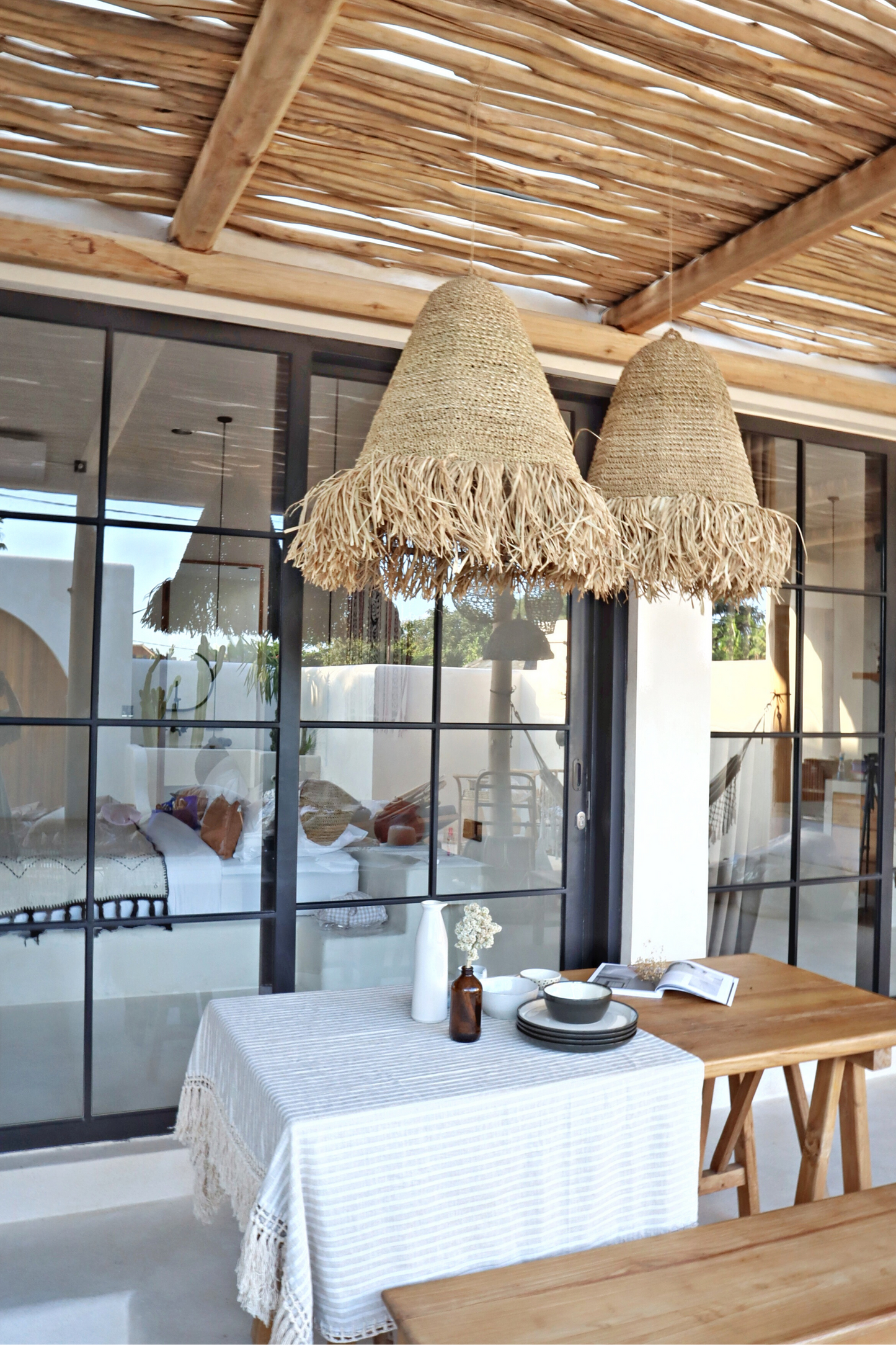 Villa Raffia Fringe Pendant
