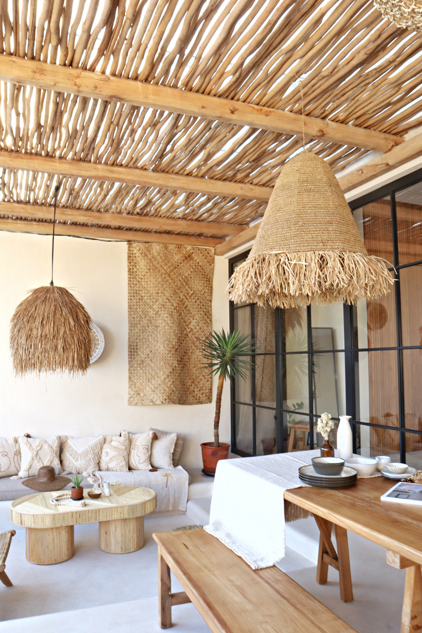 Villa Raffia Fringe Pendant