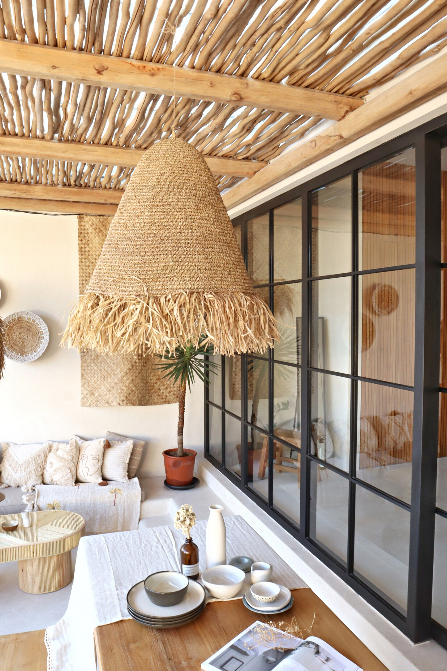 Villa Raffia Fringe Pendant