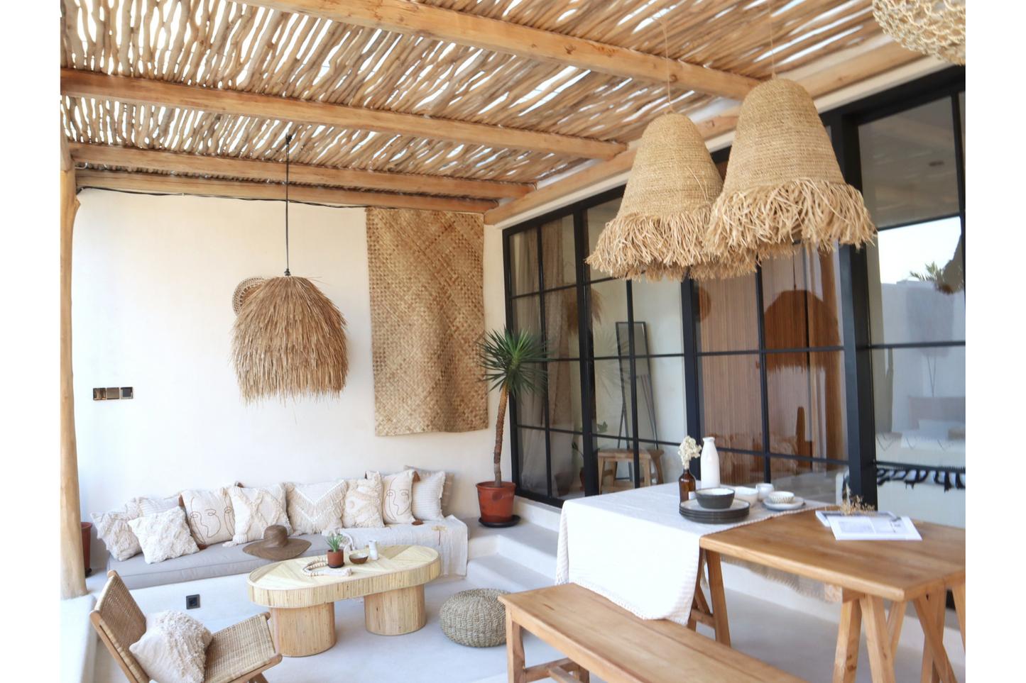 Villa Raffia Fringe Pendant
