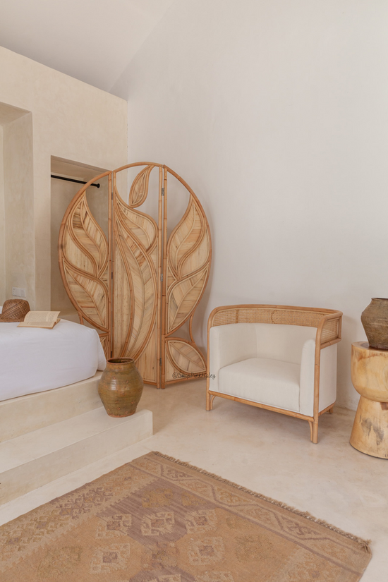 Palm Leaf Rattan Room Divider