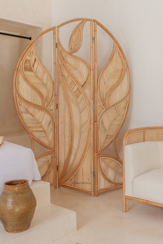 Palm Leaf Rattan Room Divider