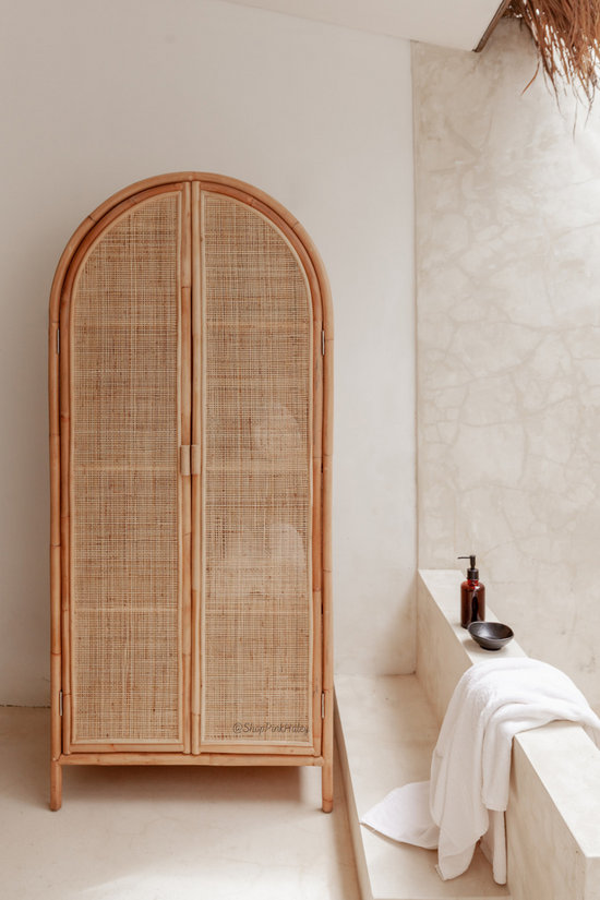 Linden Rattan Webbing wardrobe Full Shelving Option